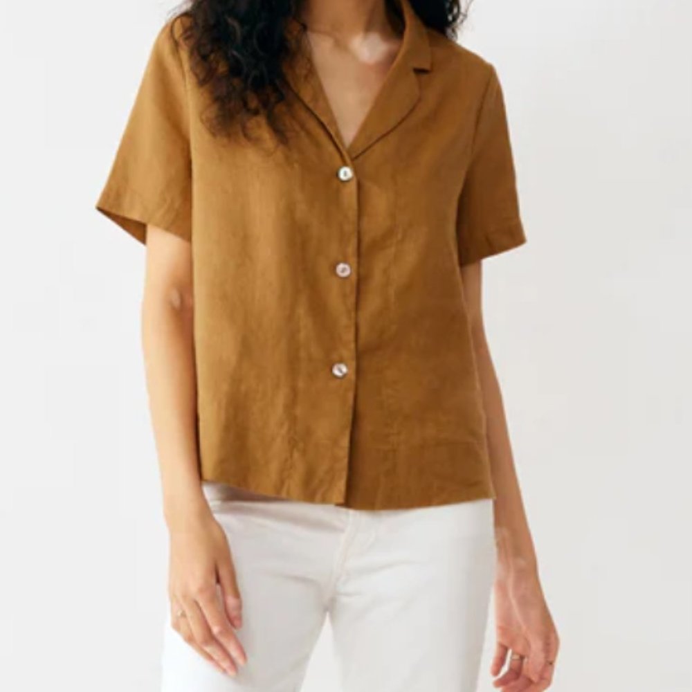 Grae Cove XXL Hollis 100% Linen Button-Front Camp Shirt